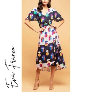 🎉Host Pick🎉 Eva Franco Multicolor Geometric Wrap Dress